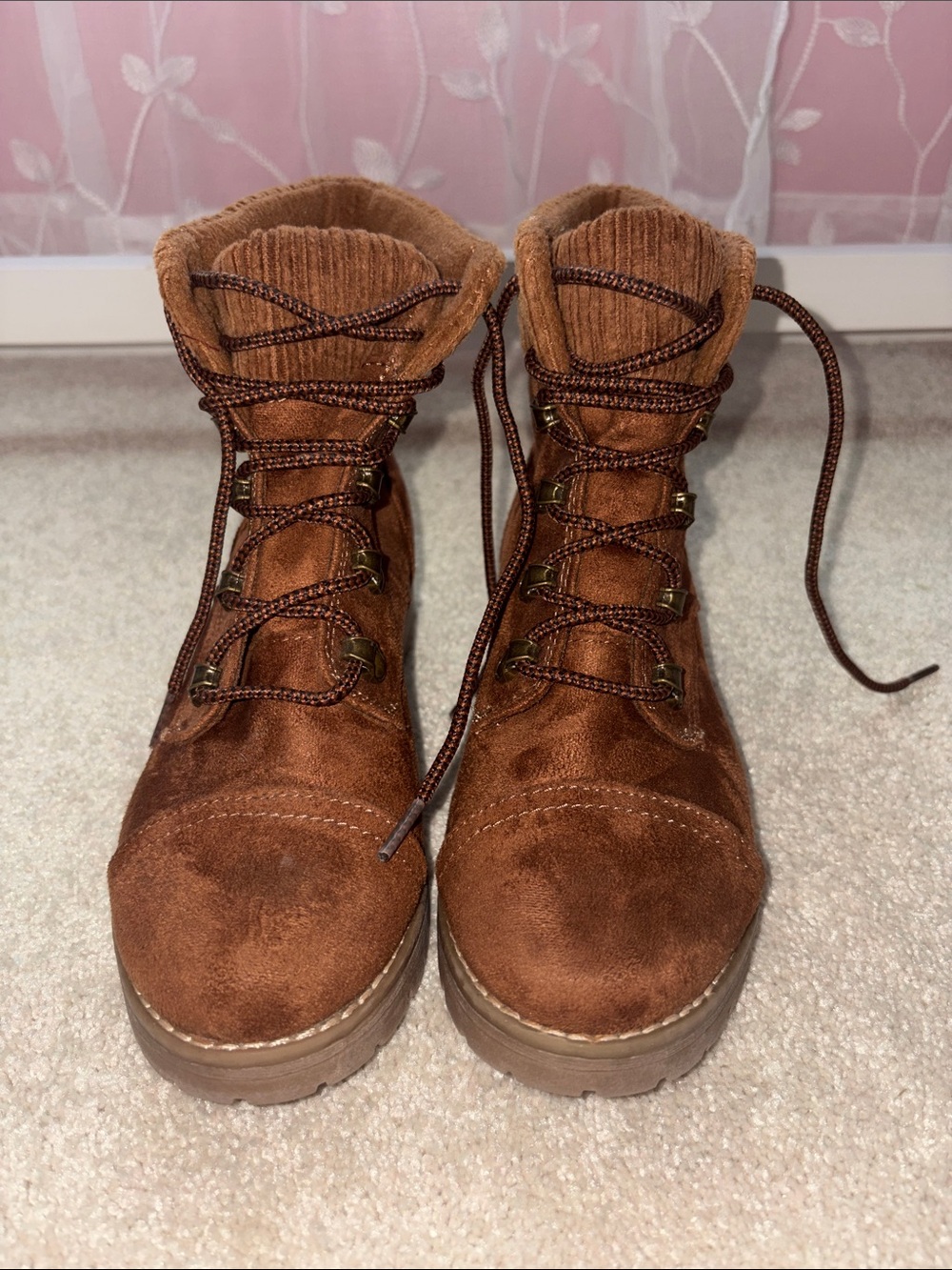 Target Brown Suede Lace-Up Ankle Boots